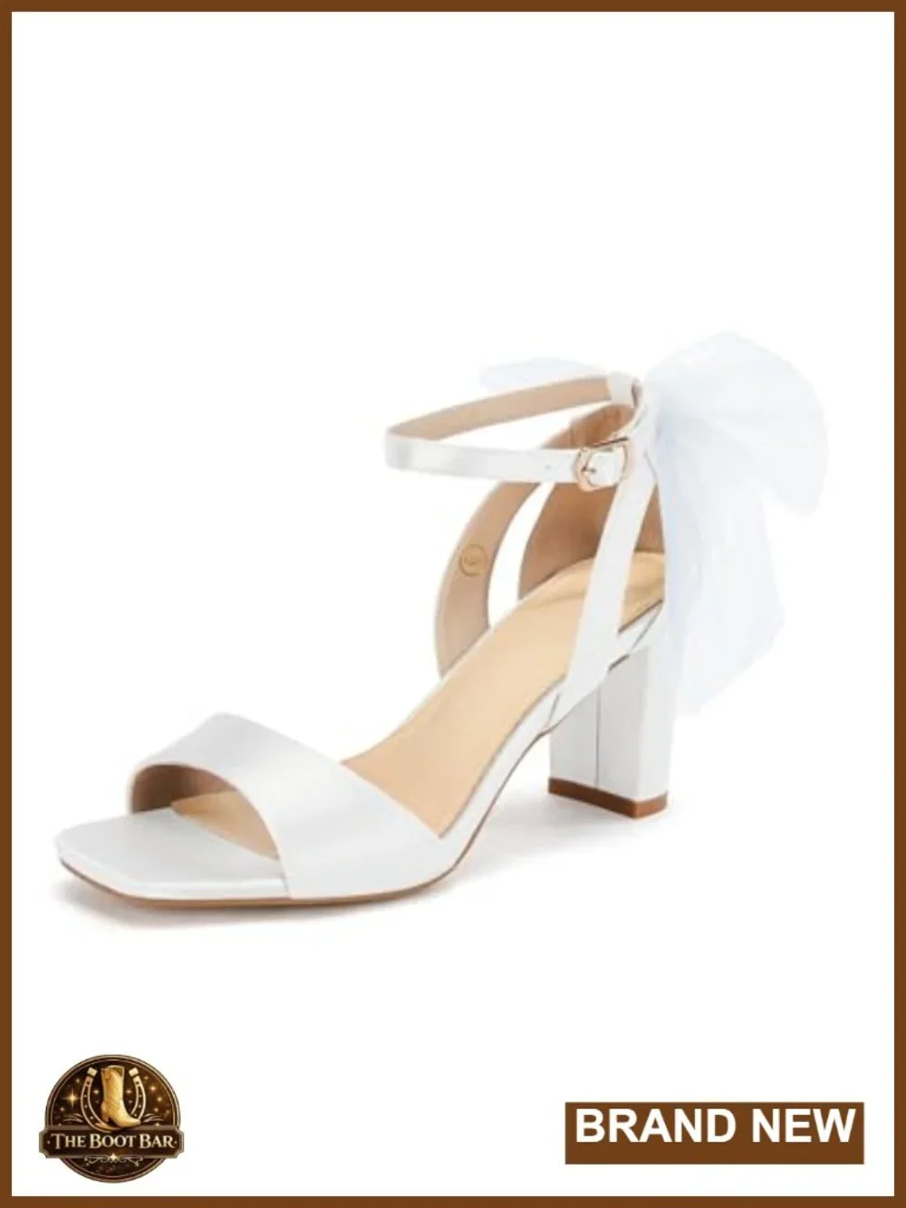 Women's Bow Tie Heeled Sandals Chunky Block Heel Ankle Strap Satin Dress Shoes